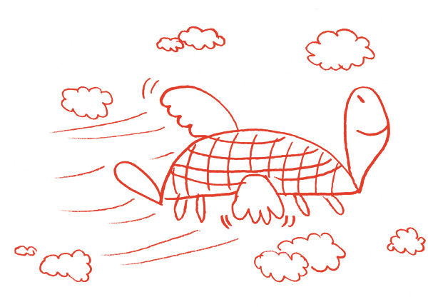 Bild einer fliegenden Schildkröte - Logo des Qantor-Verlages